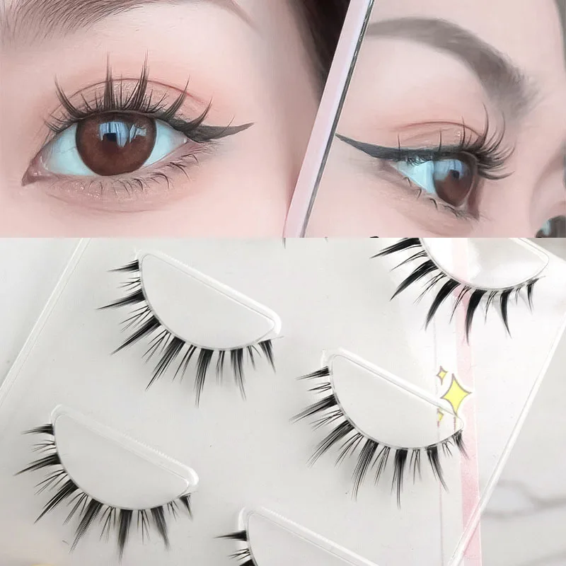 

5 Pairs Japanese Fairy Little Devil Cosplay Makeup False Eyelashes Black Long Cross Thick Eyelash Extension Tools