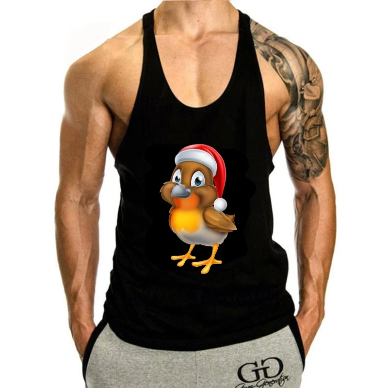 

Cartoon Christmas Robin Men's tank top men