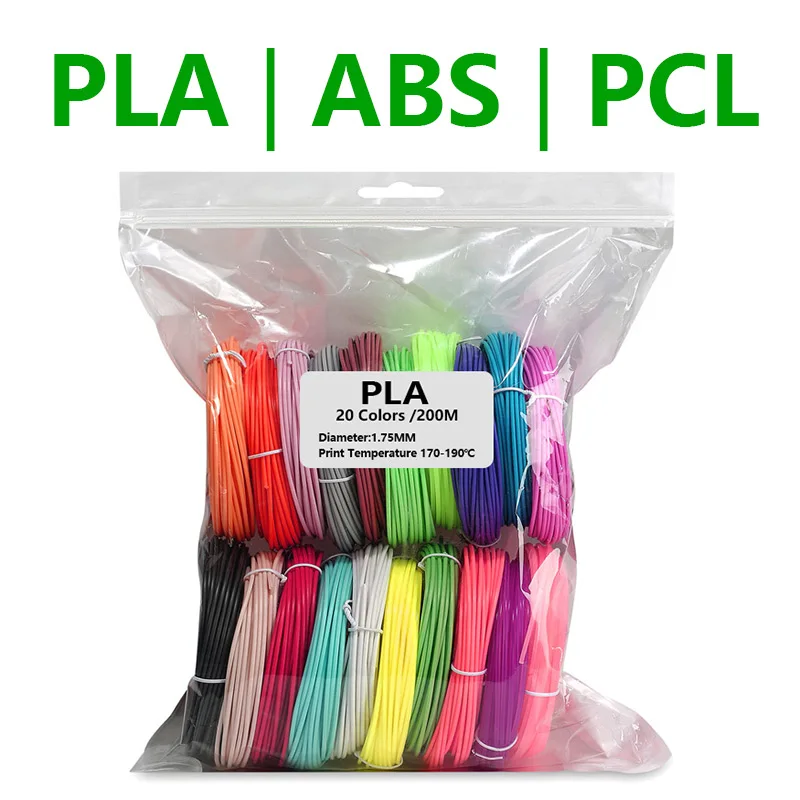 Pla da Qualidade Abs Pcl para a Pena 3d 20 Cores Filamento da Pena 3d 1.75 Mm. Fio Plástico da Pena 3d da Cópia 3d do Filamento 3d da Pena do Plástico Materiais de impressão 3D