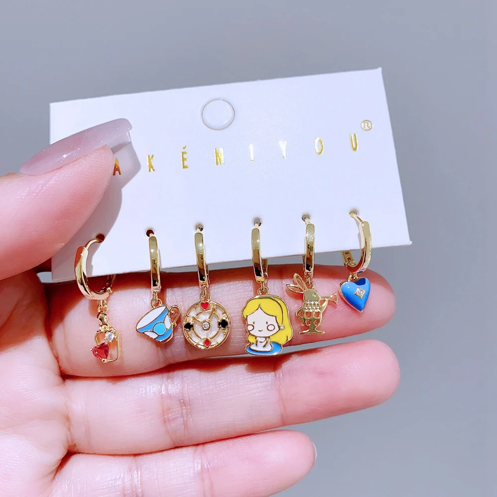 MIGGA 6 шт. романтический мультяшный кулон серьги-кольца комплект для женщин и