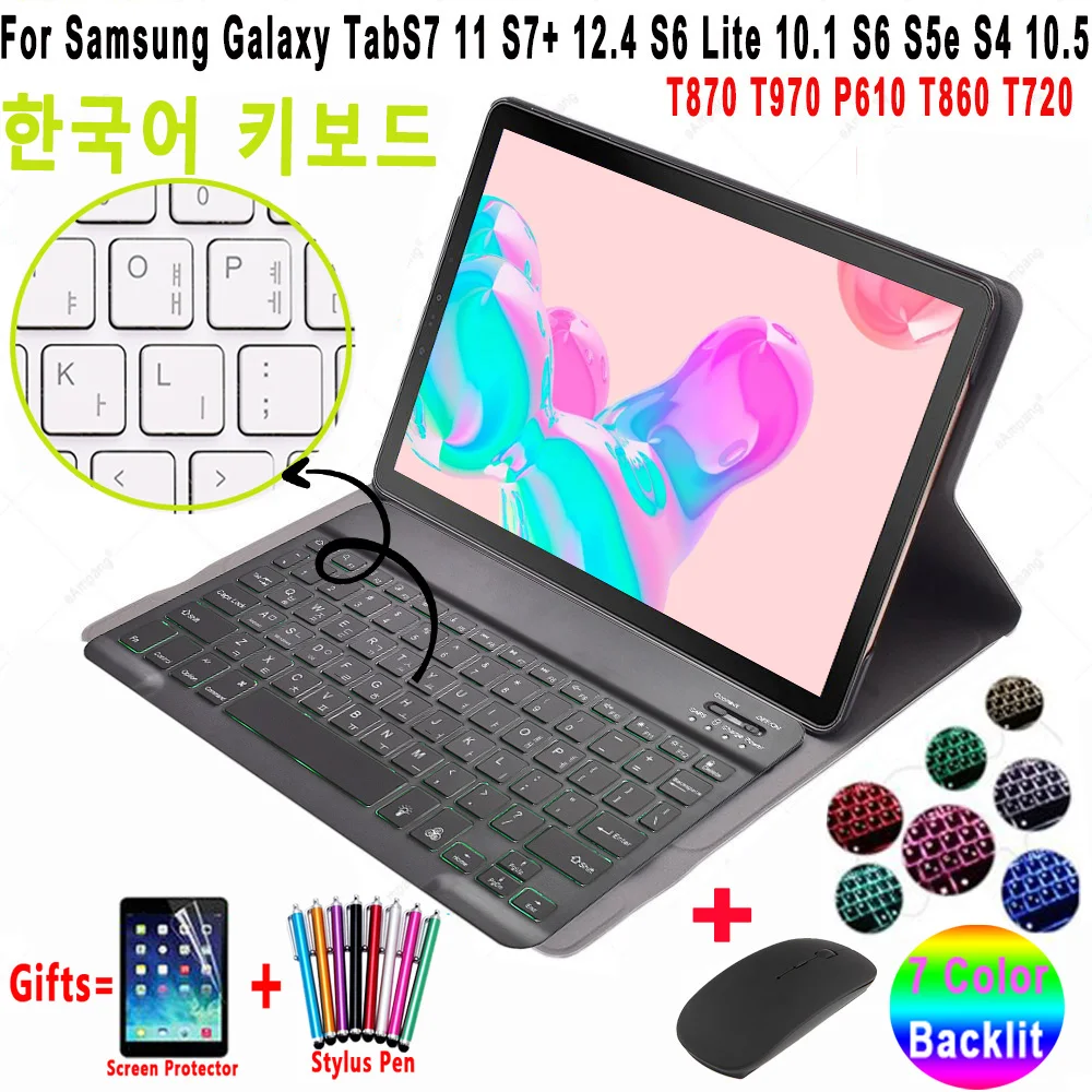 

Korean Backlight Keyboard Case Mouse For Samsung Galaxy Tab S6 Lite S4 S5e S7 10.5 P610 P615 T860 T830 T835 T720 Cover Keyboard