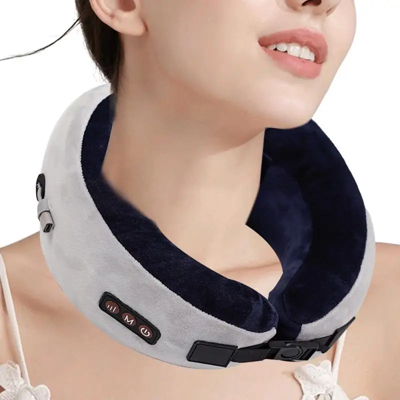

Массажная подушка для шеи, подушка из пены с эффектом памяти для глубокого разминания шейного отдела позвоночника, портативная опора для шеи с 3 режимами массажа