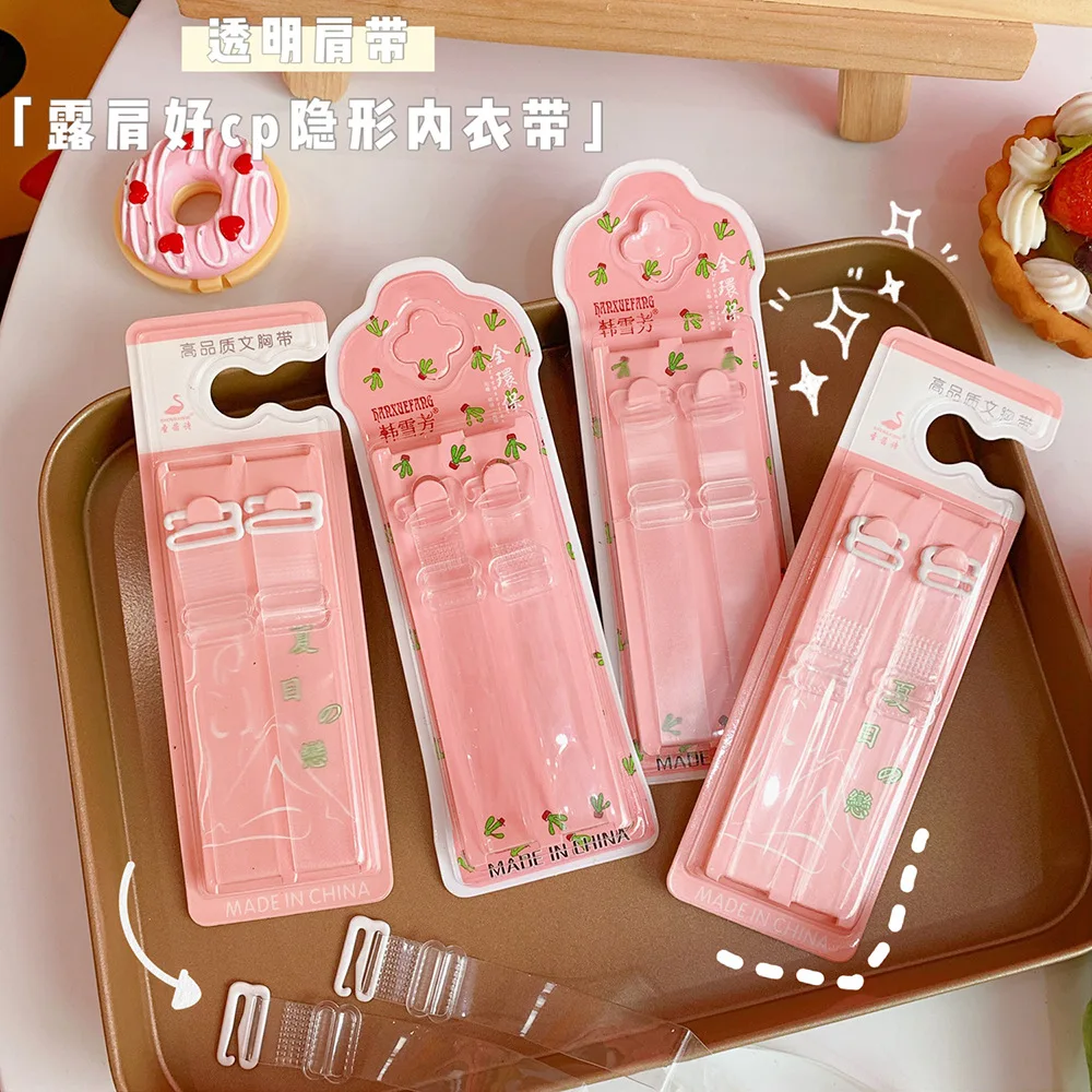 

Pair of Metal/Plastic Buckle Bra Straps Women Transparent Anti-Slip Bra Straps Adjustable Invisible Underwear Accessories