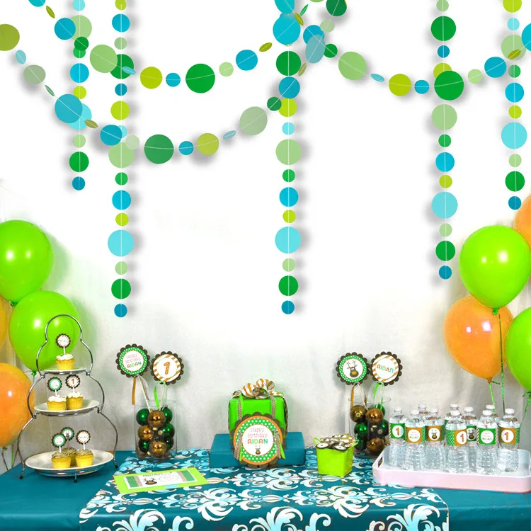 

4M Paper Blue Orange Rounds Garland Marine Style Hanging Banner Flag Adult Kids Birthday Party Wedding Baby Shower Decorations
