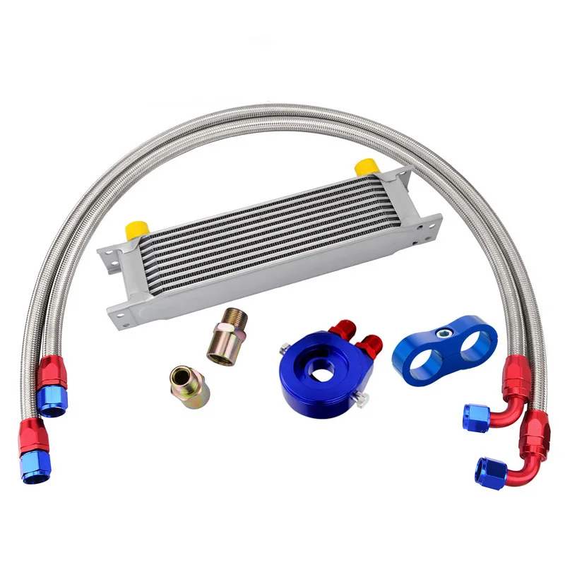 

Универсальный 10-рядный комплект масляного радиатора AN10 + сэндвич-адаптер масляного фильтра + плетеный шланг AN10 из нержавеющей стали + сепаратор линии