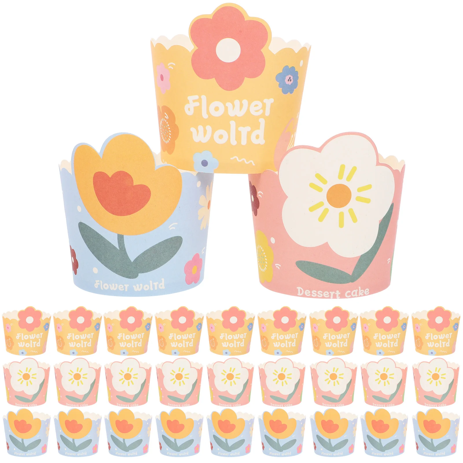 

75 Pcs Paper Cup Cake Muffin Cupcake Liners Stand The Flowers Party Baking Cups