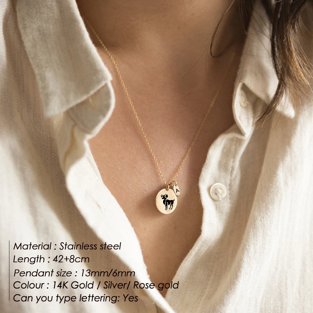 Orazio Custom Pendants Necklaces for Women Stainless Steel Laser Engrave Coin Pattern Sign Choker Neck Chain Couple Jewelry