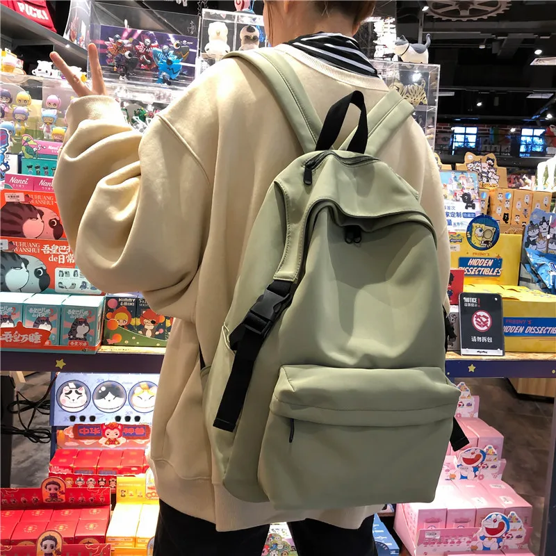 

Women Backpack Cute Casual New Trend Nylon School Bags Fashion Teenager Girl Solid Color Mochilas Rucksacks