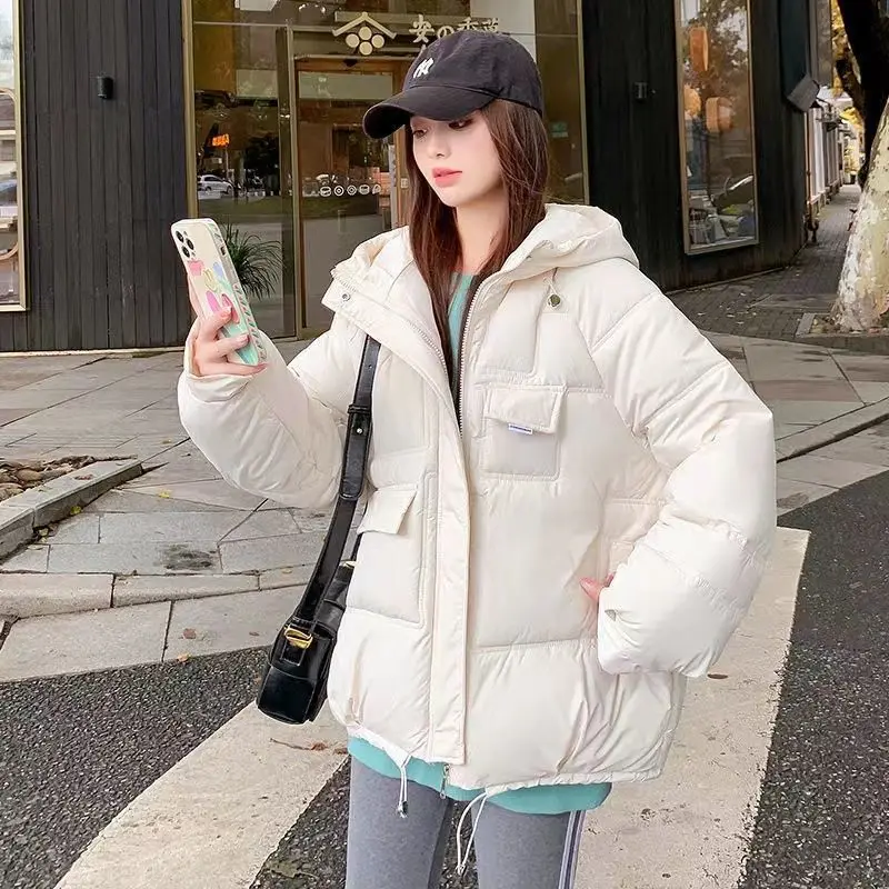 2023 New Women Winter Coat Thickened Warm Cotton Coat Solid Color Down Jacket Loose Casual Jacket