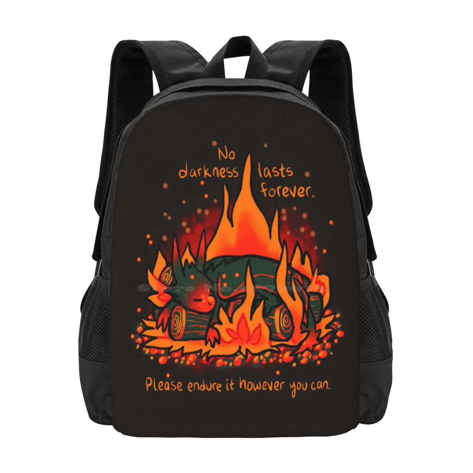 

" No Darkness Lasts Forever " Campfire Dragon Bag Backpack For Men Women Girls Teenage Depression Suicidal Ideation Darkness