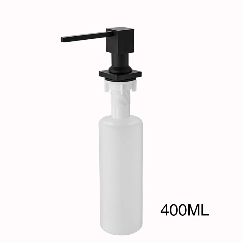 Латунный черный квадратный дозатор для мыла для раковины, 400 мл, пластиковая бутылка из АБС-пластика + насос для мытья рук, кухонная раковина, дозатор жидкого мыла