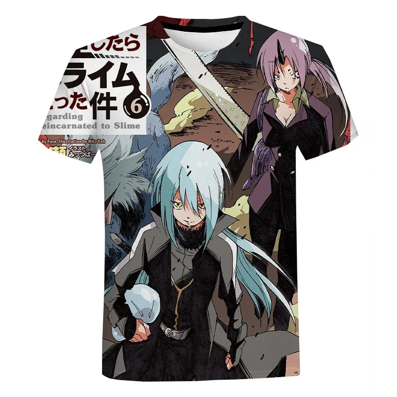 

Anime Game That Time I Got Reincarnated as a Slime 3D Print T Shirts Oversized Men's Clothing Quality Haikyuu T-shirt for Men
