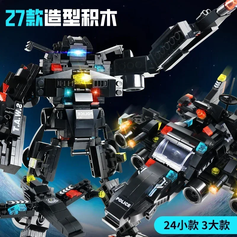 585 шт. 8in1 SWAT полицейский участок командный грузовик модель строительные блоки