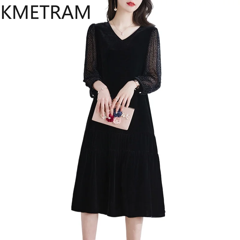 KMETRAM 100% настоящее шелковое платье тутового шелка роскошные вечерние платья с