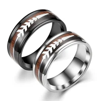 original 925 sterling silver rings for women to stainless steel double color wood grain arrow mens ring couples ring womens