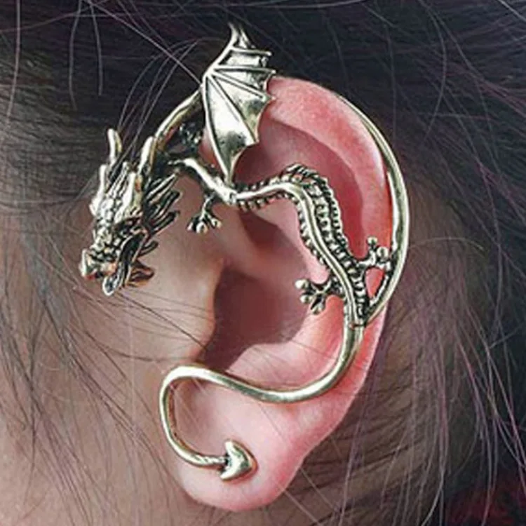 

European and American ornaments retro personality of the dragon kiss ear clip men and women ear bone clip