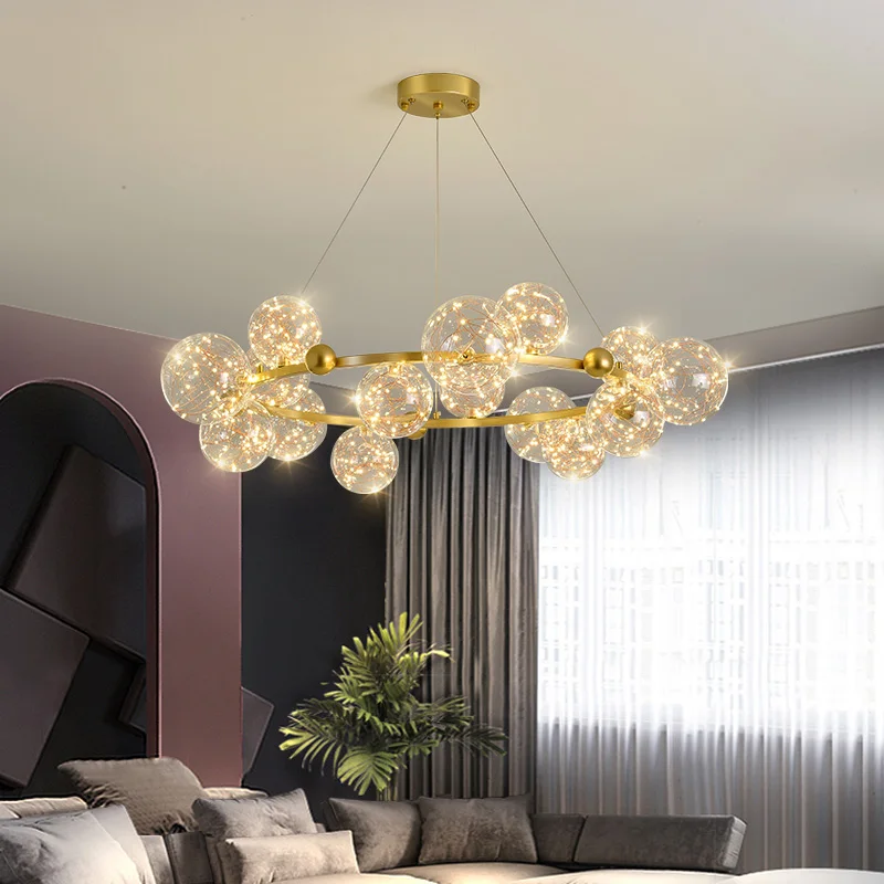 

2023 New Light Luxury Elegant Lamp in the Living Room Chandelier Restaurant Magic Beans Starry Sky Modern Minimalist