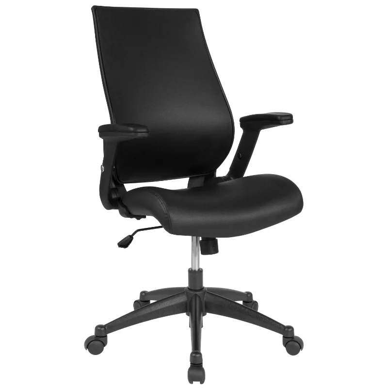 

Flash Furniture Waylon High Back Black LeatherSoft Executive Swivel Office Chair with Molded Foam Seat and Adjustable Arms