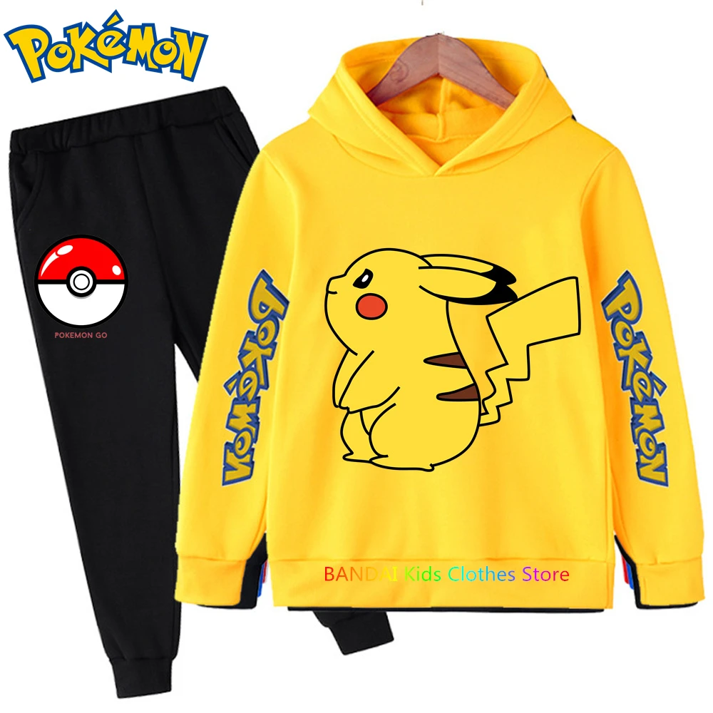 

Boys Pokemon Hoodie Printed Children's Clothes Pants Boys Long Sleeved Hoodie Pants Fall Pokemon Collection Children's Set 2023