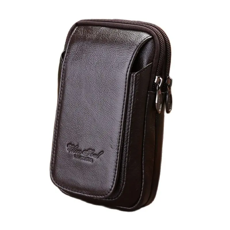 

CHEER SOUL New Men Cow Genuine Leather Fanny Waist Bag Male Mobile Phone Coin Purse Pocket Belt Bum Pouch Pack 2018