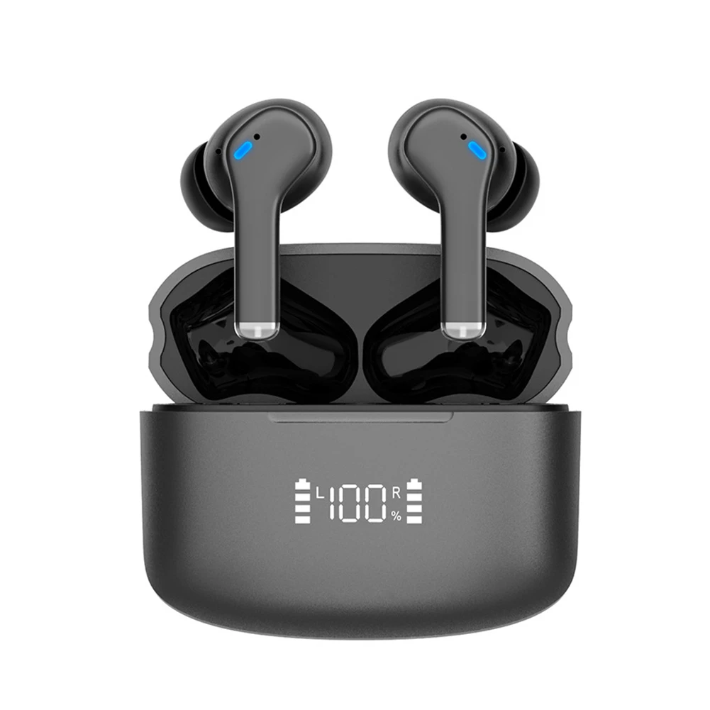 

Gaming LED Display IPX6 Waterproof Sports With Mic Wireless Earbuds Low Delay Deep Bass Stereo Black Noise Cancelling In Ear