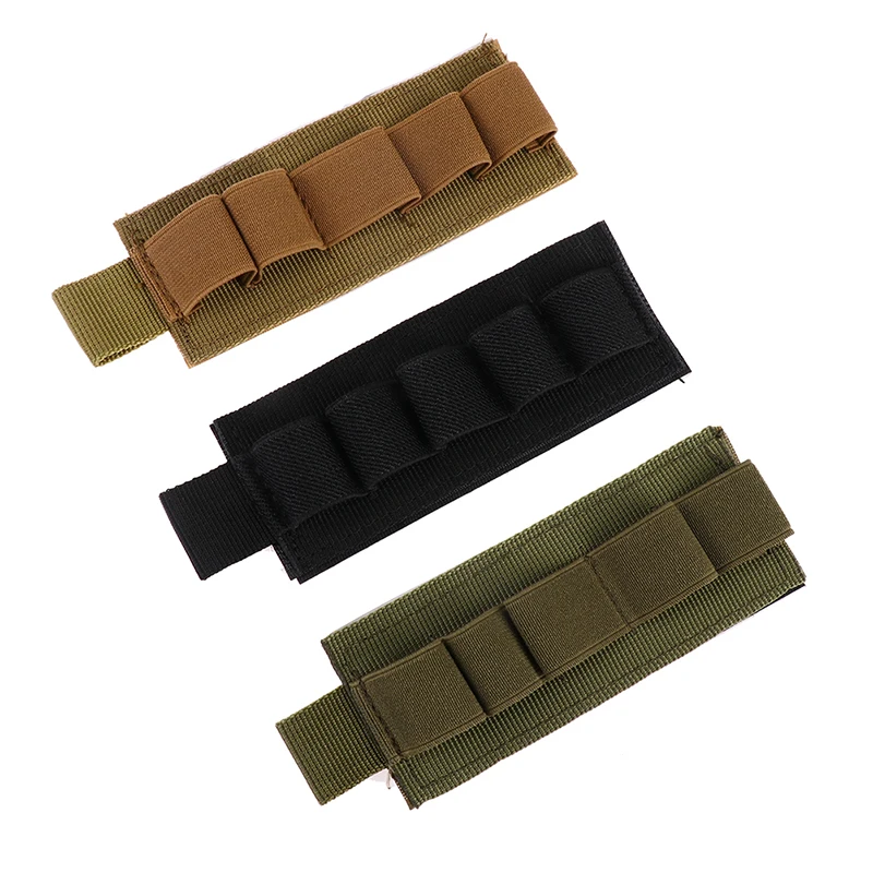 

5 Round Ammo Pouch Hunting Shotgun Stock Shell Buttstock Shell Bullet Holder Strip Nylon Airsoft Right Handed
