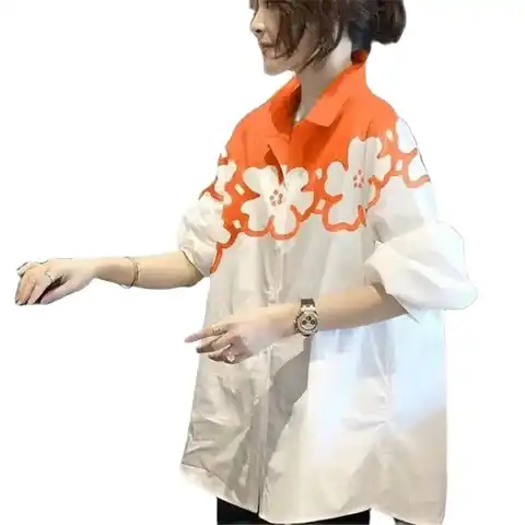 Женская однобортная рубашка средней длины, белая Свободная куртка с лацканами, весна-осень, 2022