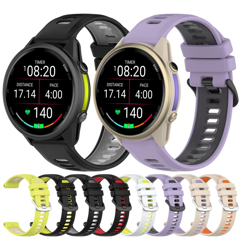 Фото Двухцветный спортивный ремешок для Garmin Forerunner 970 570 47 мм 265 255 Music 965 955 Venu 3 2 Original Run Силиконовый ремешок 22 мм Ремешок для часов №1