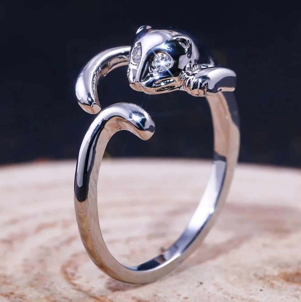 

2022 Fashion Romantic Kitty Open Finger Rings For Women Four Style Available Cute Cat Shaped Design Birthday Gift For Girlfriend