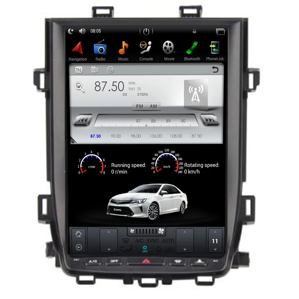 

15-дюймовый PX6 Android для Toyota Alphard Vellfire 20 серии 2008-2014 Tesla Style автомобильный DVD-плеер GPS-навигация радио головное устройство Cam