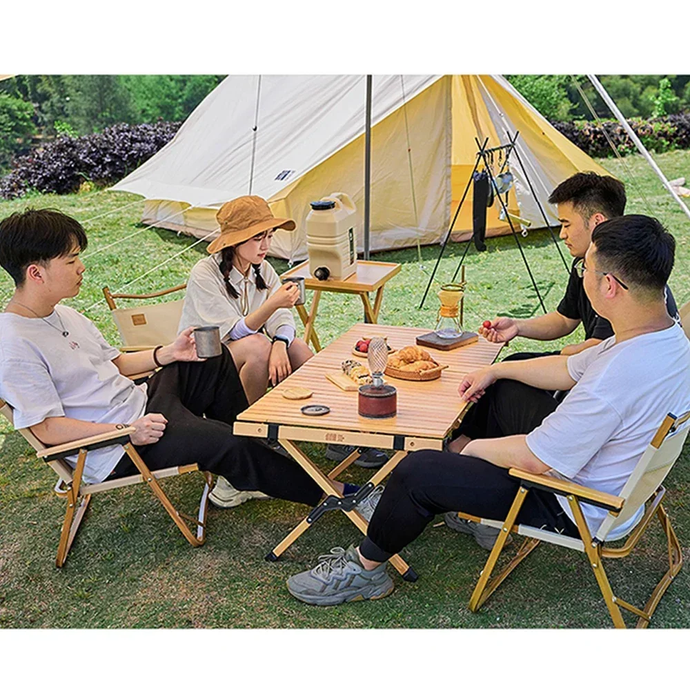 Складной деревянный стол для кемпинга портативный пикника с яичным рулетом и