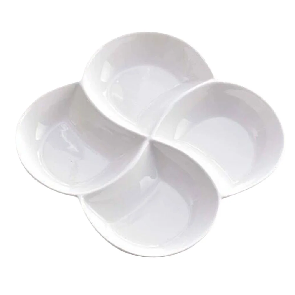 

Plate Serving Divided Tray Ceramic Compartment Food Dish Snack Platter Dessert Plates Sauce Section Fruit Dishes Bowl Porcelain