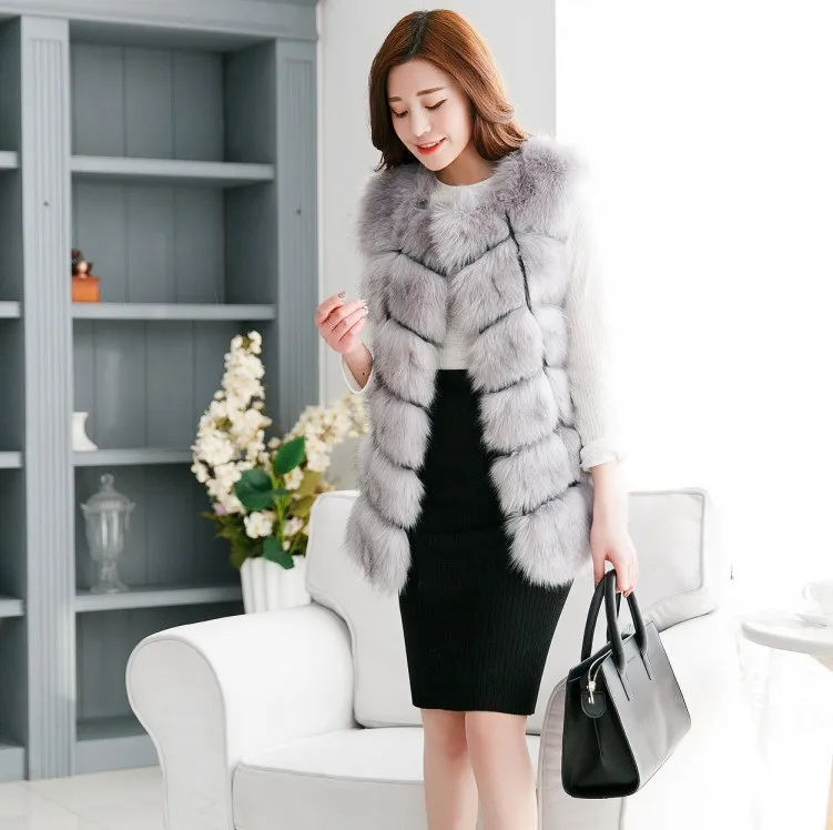Faux Fur Fox Fur Faux Fur Vest Women's Casual Sleeveless Fur Vest Coat Women In Autumn  Winter Femme Hiver Winter Jacket Women