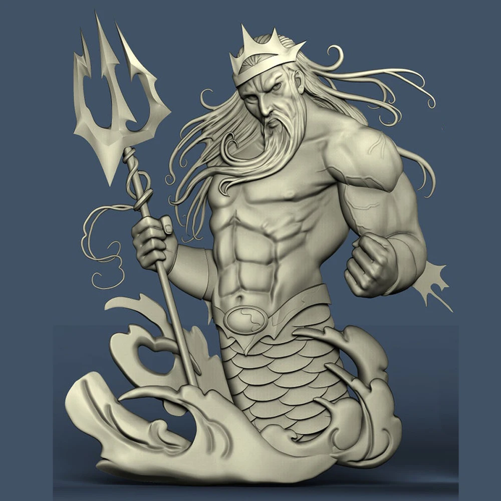 

Poseidon Mythology 3D STL Model for CNC Router Engraving & 3D Printing Relief Support ZBrush Artcam Aspire Cut3D