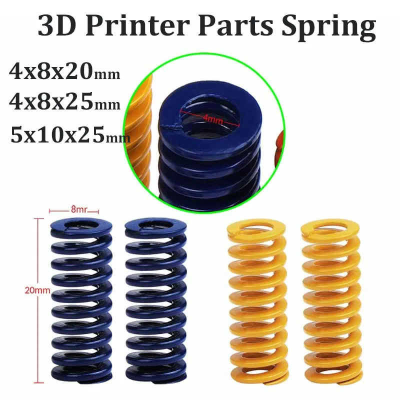 

3D Printer Parts Spring Leveling Spring For Heated Bed Glass Platform Leveling Extruder ID4/5mm OD8/10mm High20/25mm Blue Yellow