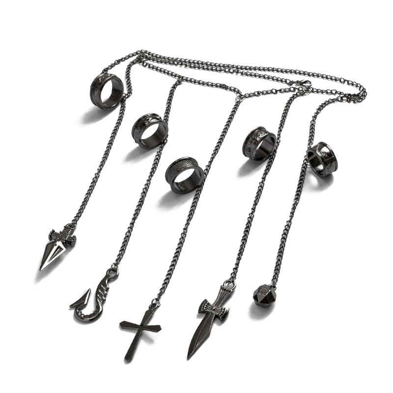 Браслеты-цепочки Kurapika для взрослых и детей классные кольца на пять пальцев