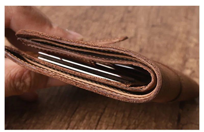 Retro fashion high quality natural real leather ladies short coin purse summer hot sale men anti-theft business card wallet