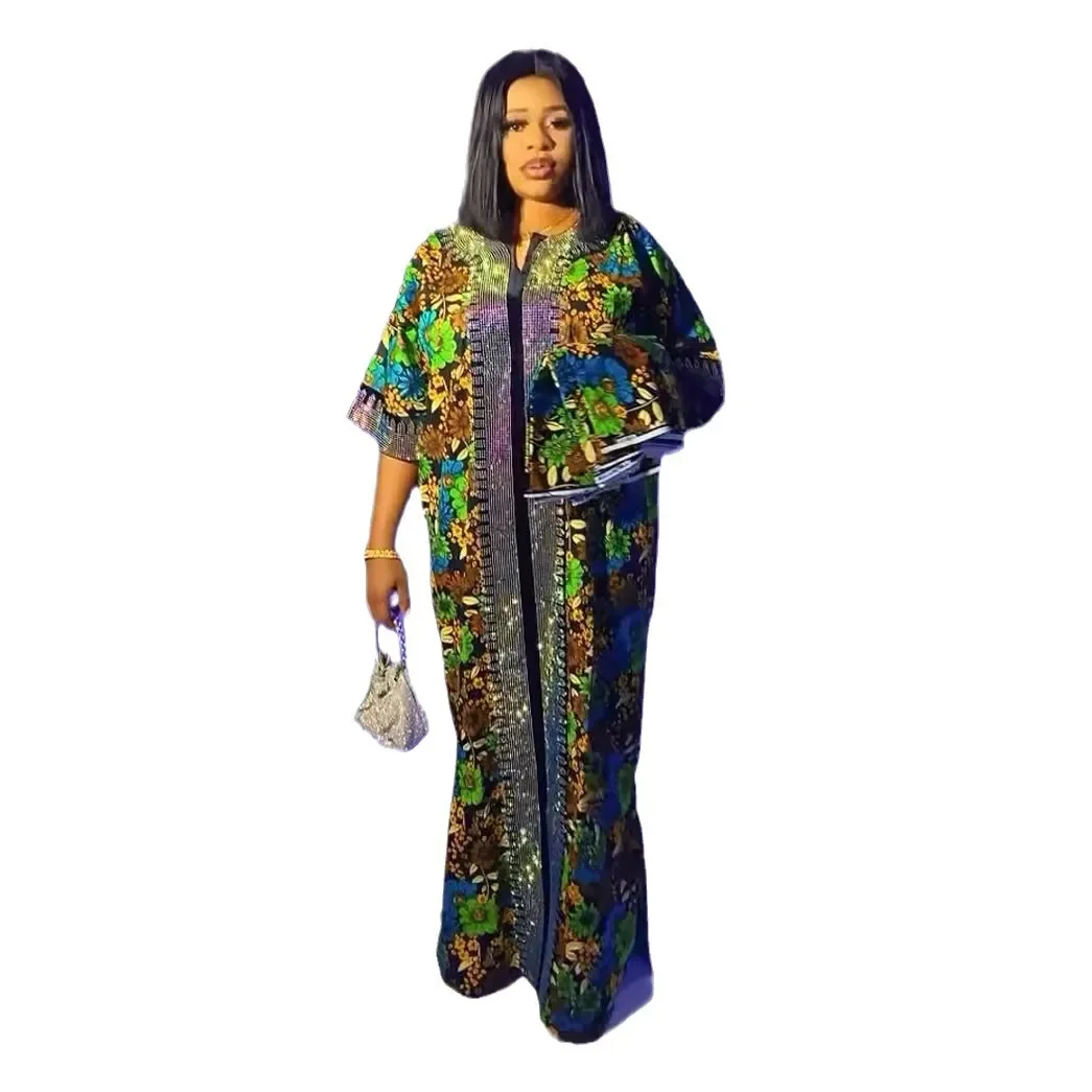 Платья с Африканским принтом для женщин традиционное длинное платье круглым