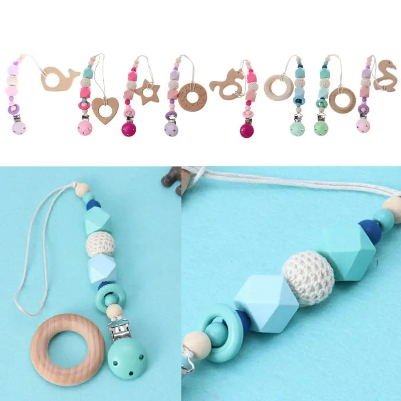 

Pacifier Holders 4 Styles Soothie Teethers Baby Binkies Clips Teething Strap Fruits Birds Cars Animals Print