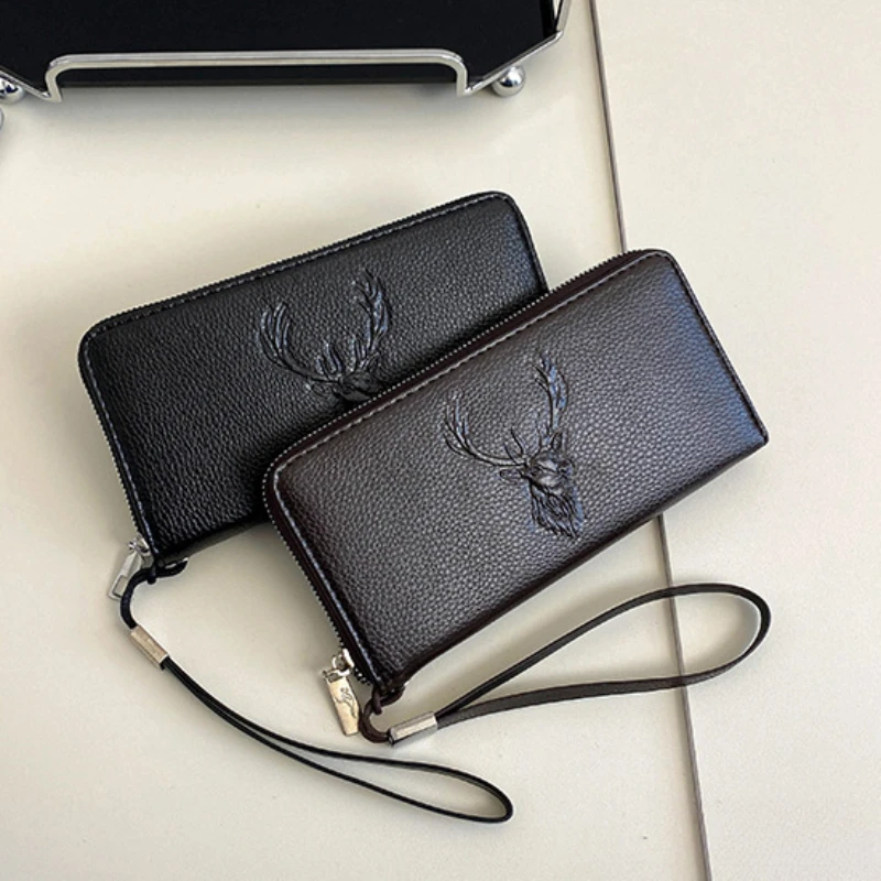 

Men's Wallet Long Zipper Clutch PU Large Capacity Mobile Phone Bag Multi-card Slot Anti-theft Card Holder Retro Men's Wallet
