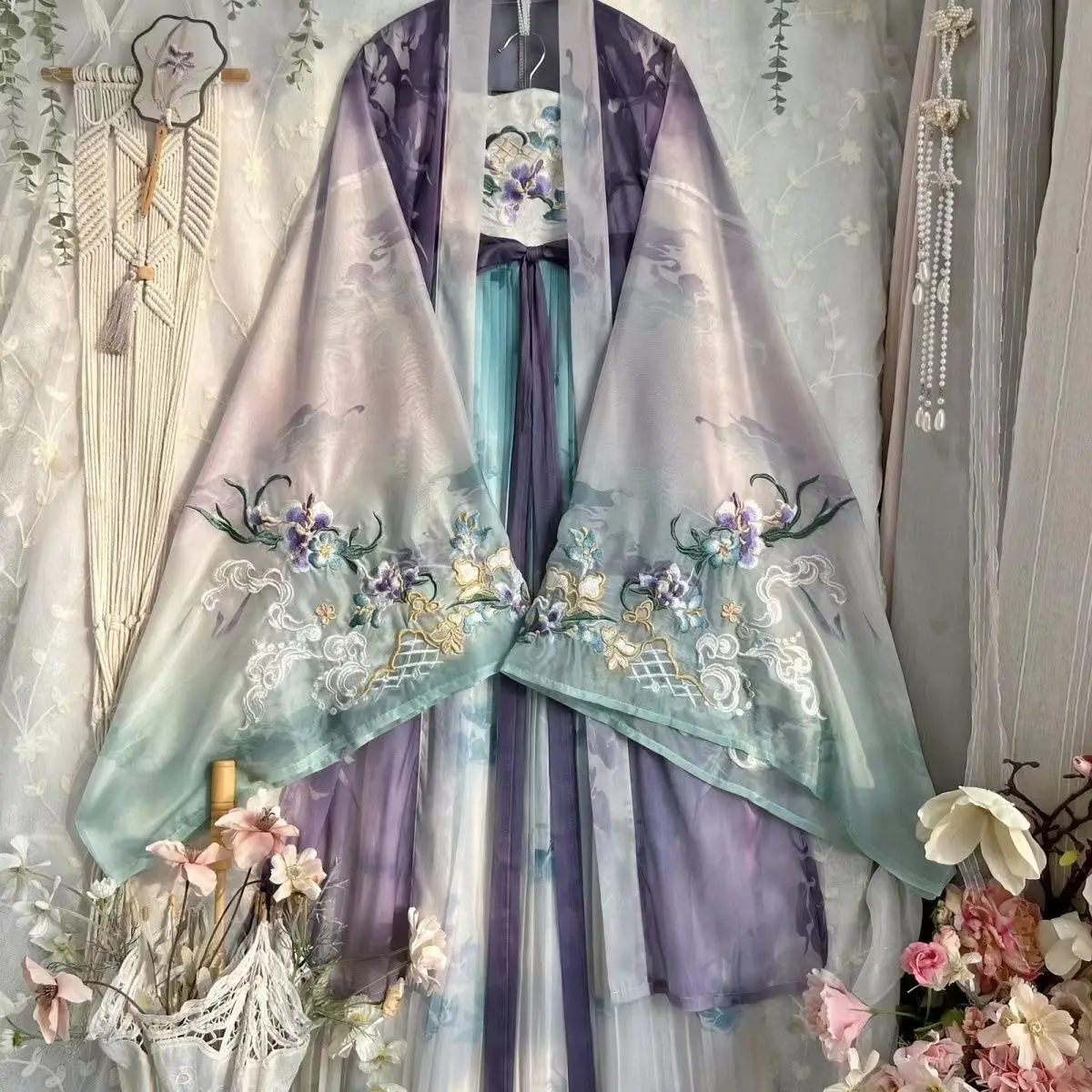 Рубашка с длинными рукавами и вышивкой Hanfu для тяжелой промышленности юбка Hezi