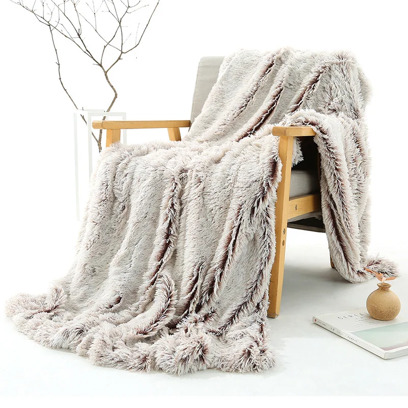 

Fluffy Shaggy Fur Home Soft Throw Blanket Winter Thicken Long Plush Bedding Cover Blanket Travel Airplane Journey Blanket