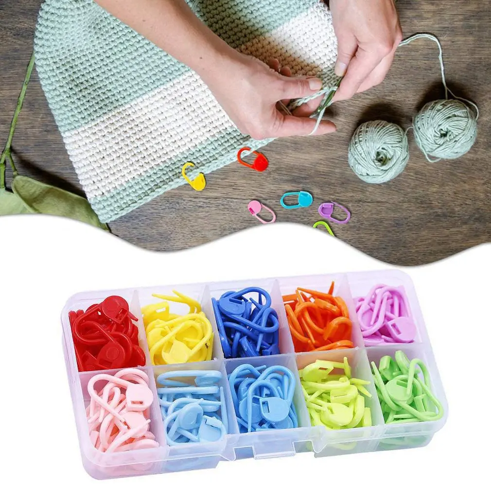 

120pcs/pack Needle Clip Kniting Holder Mix Colors Mini Case Knitting Accessories Crochet Durable Locking Stitch Plastic Markers