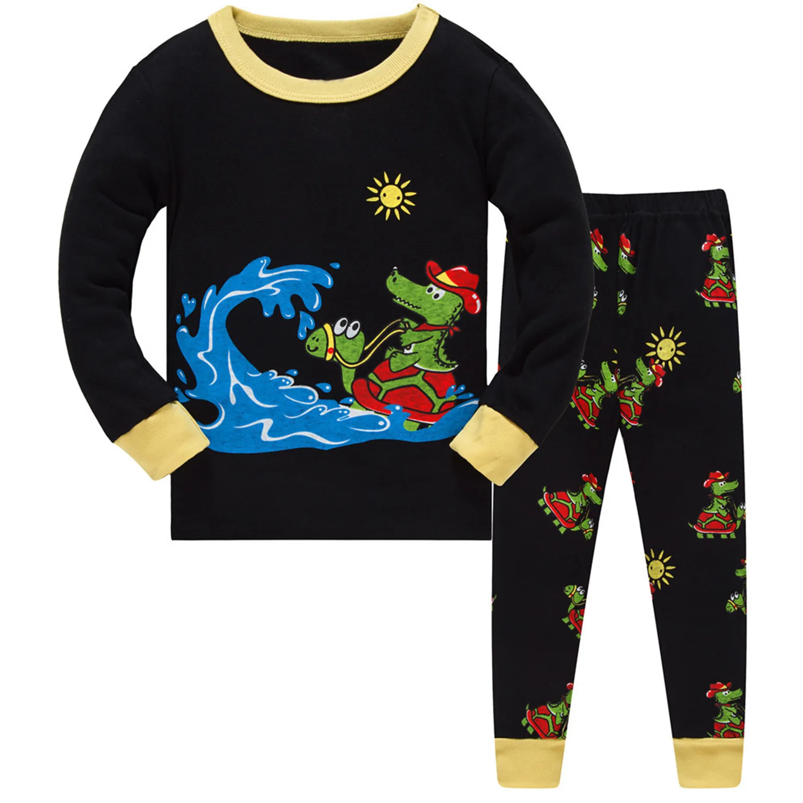 

New Long Sleeve Autumn Winter Boys Pyjamas Sets Tops+Pants Dinosaur Print Fashion Baby Clothes Sleepwear Thermal Home Clothes