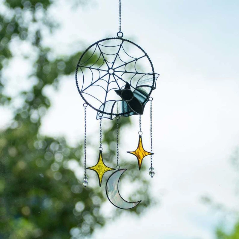 

Halloween Bat Moon Star Hanging Ornament For Halloween Decoration Festival Party Window House Wind Chimes Indoor Outdoor Decor