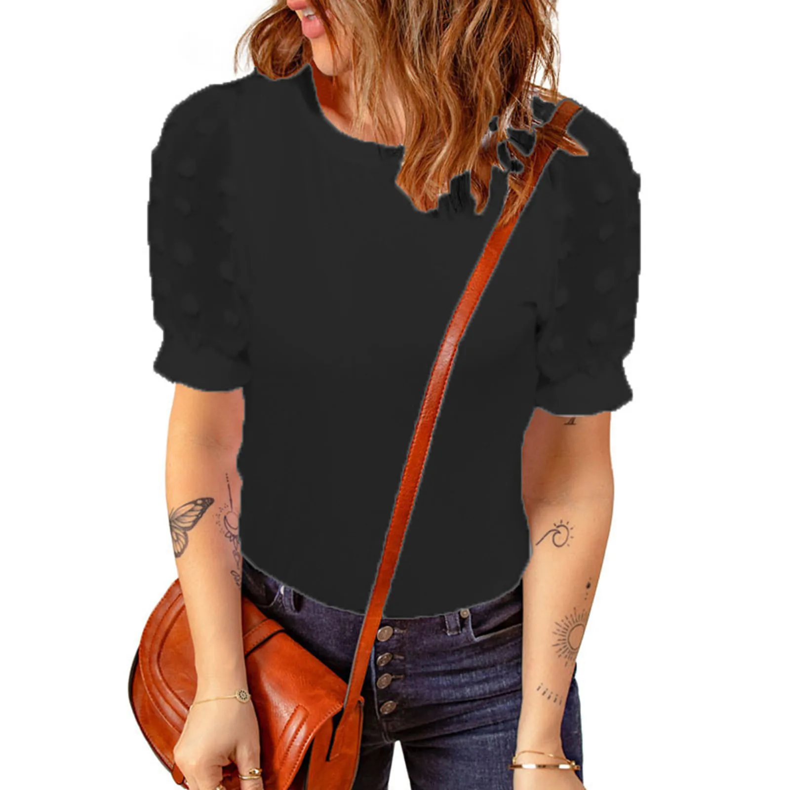 

Long Sleeve Layering T Ladies Loose Casual Round Neck Chiffon Lace Stitching Short Sleeve Solid Girls Long Sleeve Gray Shirt