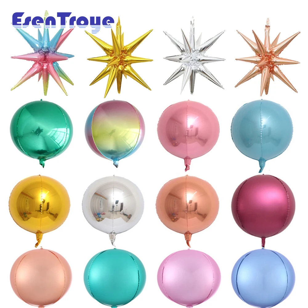 

18/22Inch 4D Round Foil Balloons Rose Gold Metallic Explosive Star for Birthday Party Wedding Decorations Helium Globos Supplies