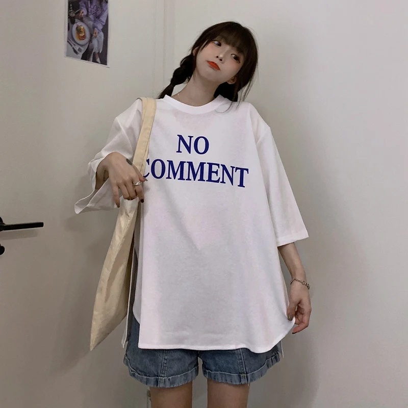 

Letter Print Green Women Short-Sleeved t-Shirt Vintage Aesthetic Egirl Tops Oversized Korean Clothes Grunge Student Clothing