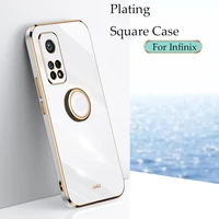 Square Mirror Plating Phone Case For Infinix Note Pro Hot Play 10s 11s Nfc Zero Neo Spark Smart Cover