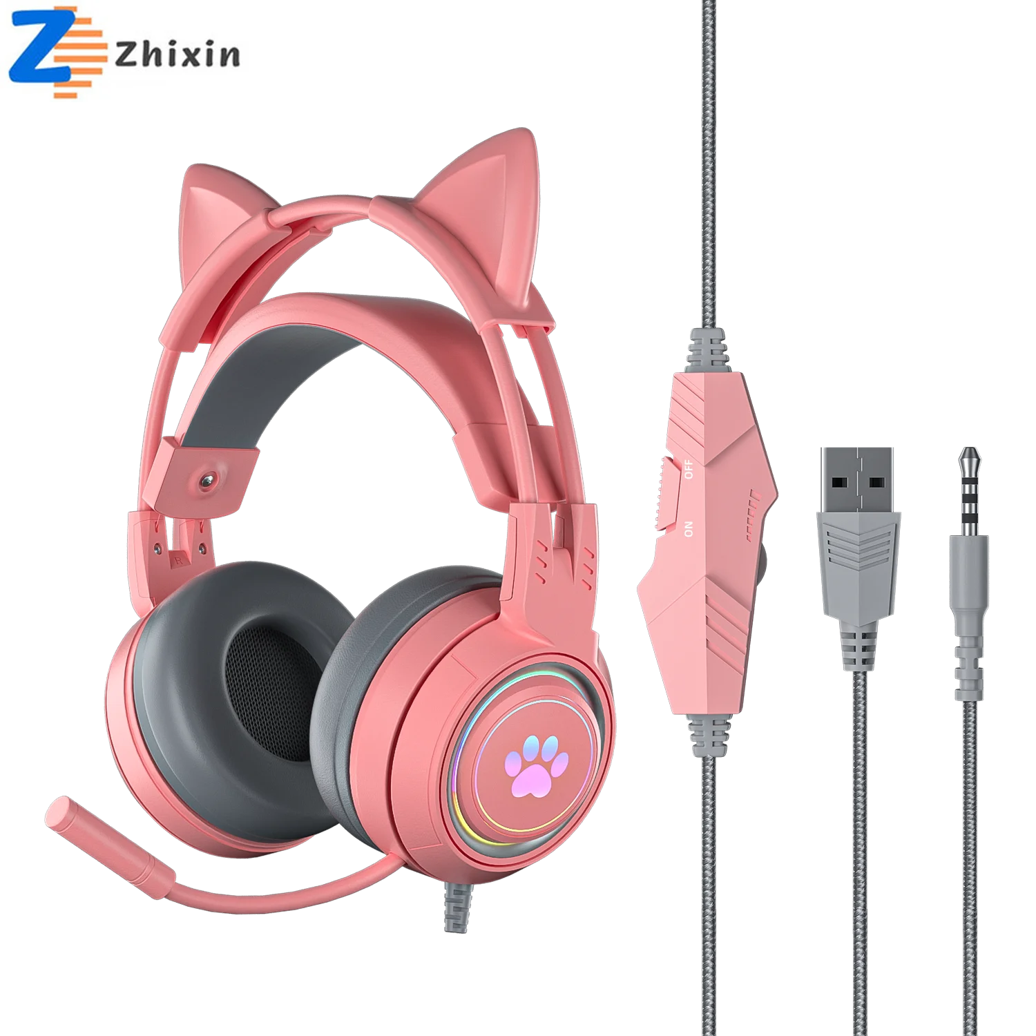 

Cat Ear Gaming Headphones For PC Computer Gaming Headsets With Microphone Noise Cancell Wired USB 3.5mm Plug For PS4/Xbox One